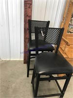 Pair black bar chairs