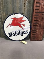 Mobilgas round porcelain sign