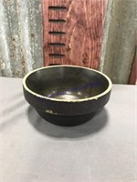 Brown crock bowl, 6.5 inches across top