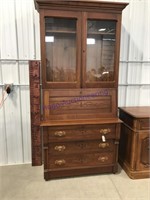 Secretary w/ glass doors, 3 drawers