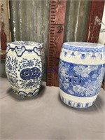Pair Blue & White ceramic/porcelain garden stools