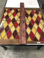 Pair of framed leaded window panels, 4 ft by 2 ft