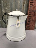 White enamel coffee pot