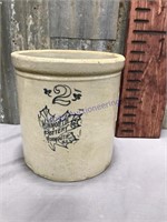 2 gallon Monmouth Pottery Co. crock, w/ chips