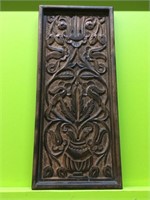 India Carved Wooden Panel 25 x 12