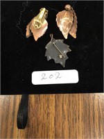 Three Piece Jewelry Set Copper Leaf