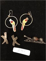 Lot 5 Pin Broach Earring Jewelry Enamel