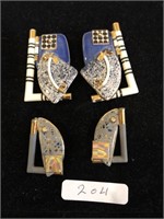 Lot 4 Jewelry Enameled Earrings Egyptian Design