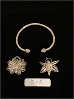 Lot 3 Sterling Jewelry Bracelet Filigree Earrings