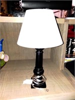 Table Lamp; Black with White Shade