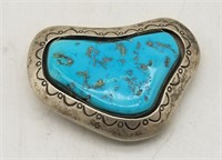 Sterling Silver & Turquoise J. Wright Belt Buckle