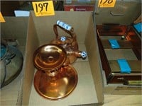 Copper Tea Pot, Tray, and Stand