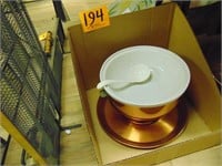 Brass and Porceline Bowl w/ Ladle