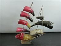 * Vintage Ship Made of Horns - Unique