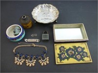 Assorted Collectibles - Marshall Oil Can, Jewelry