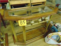 Vintage/Antique BRass, Wood, and Glass Sofa Table