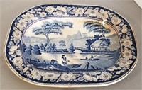 Early Blue Painted Serving Platter