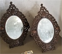 Pair of Matching Brass Mirrors