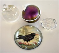 FOUR VINTAGE PAPERWEIGHTS