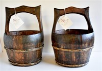 PRIMITIVE STYLE WOODEN WELL BUCKETS