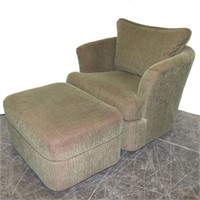 Upholstered Barrel Back Chair & Ottoman