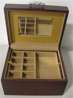 Wood & Faux Ostrich Jewelry Box w/ 2 Insert Trays