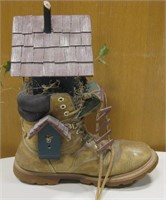 15" Tall Leather Boot Birdhouse