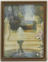 Antique Fountain Print-Morris & Bentman New York