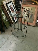 Corner metal Shelf with glass inserts