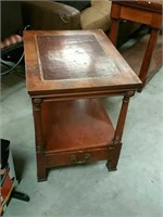 Leather top end table