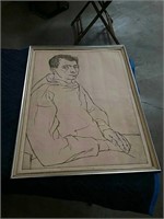 20 by 28 drawing of a man unsigned