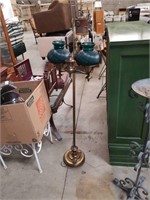 Brass floor lamp with glass shades