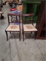 Pair of liar back  Needle point  Side chairs