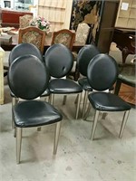 Lot of 5 stainless steel framed modern chairs