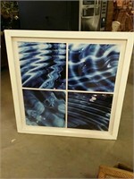 Large 4 panel blue abstract picture
