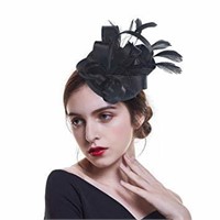 AWAYTR Feather Fascinators Mesh hat-Hair Clip for