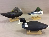 Lot of 3 Duck Decoys Including Coot, Golden