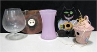 Vases, Flag Belt, Cat Form & Clayware Birdhouse
