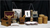 Box of Various Home Decorative Table Top Items