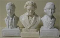 Miniature Beethoven Mozart Haydn Ceramic Busts