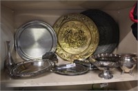 LOT - SILVERPLATED ITEMS - BRASS - PEWTER