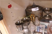 SILVER PLATED TEA CADDY - SHAKERS - ETC.
