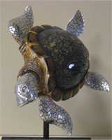 Decorative Mosaic Sea Turtle Sculpture Art Stand