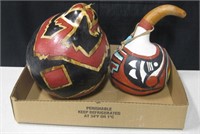 Lot Of 2 Native Style Hand Painted Gourds