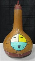 Hand Painted Native American Gourd - 13" Tall