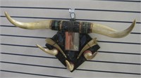Horns & Mirror Wall Decor / Hat Rack - 31.5" Wide