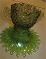 2 Piece Married Green Glass Decorative