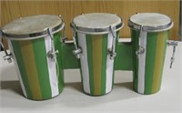 VNTG Single Wood Triple Bongo / Hand Drum Set