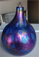 Iridescent Blue / Purple Glass Oil Lamp