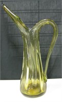 Vtg 18.5" Blown Art Glass Decorative Pitcher